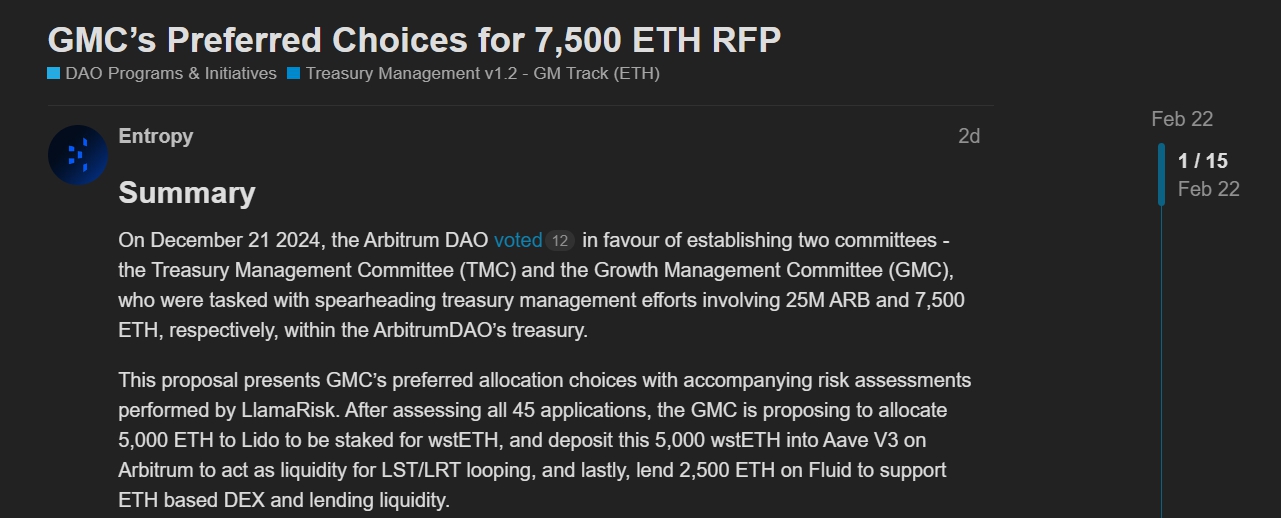 Đề xuất của tổ chức GMC Arbitrum